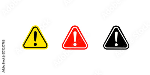 фотографія Yellow red and black triangle warning icons with exclamation mark