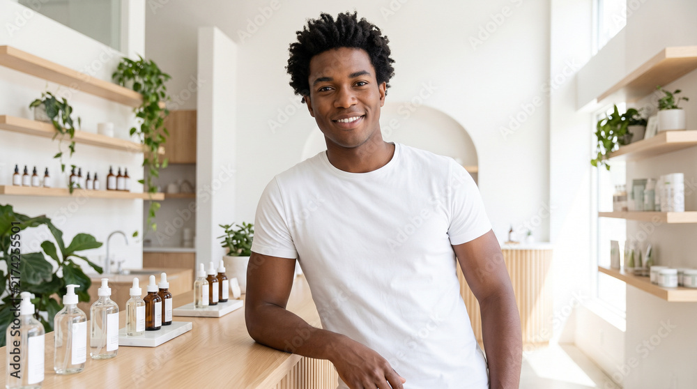 Fototapeta premium Casual Half-Body Portrait of a Young African American Male