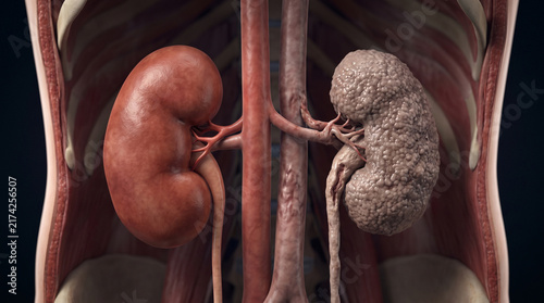 Human Kidney Anatomy Showing Chronic Disease Progression Realistic Medical Visualization