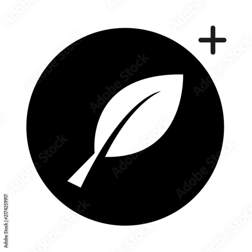 Green leaf circle vector shape features simple tag label. It represents creative organic lifestyle.