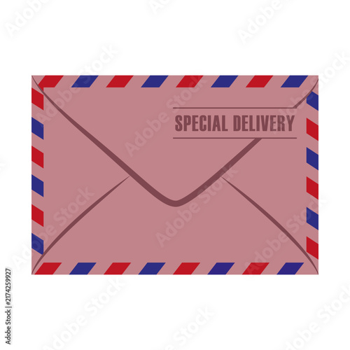 Envelope airmail letter vector shape features pink paper envelope. It represents creative message sign.