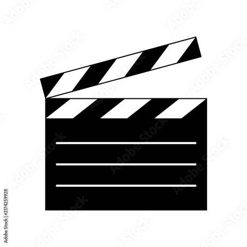 Movie clapperboard film slate black vector silhouette icon