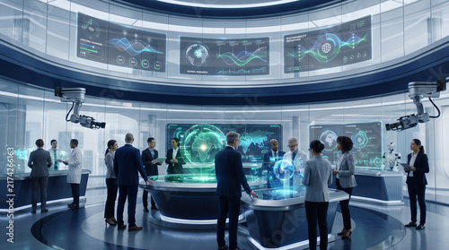 Futuristic Research Lab with Holographic Technology