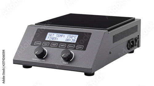 Obraz na płótnie Laboratory hot plate stirrer with digital isolated on png transparent background
