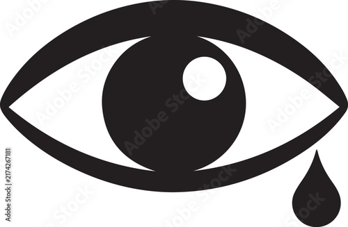 Crying eye silhouette black and white isolated
