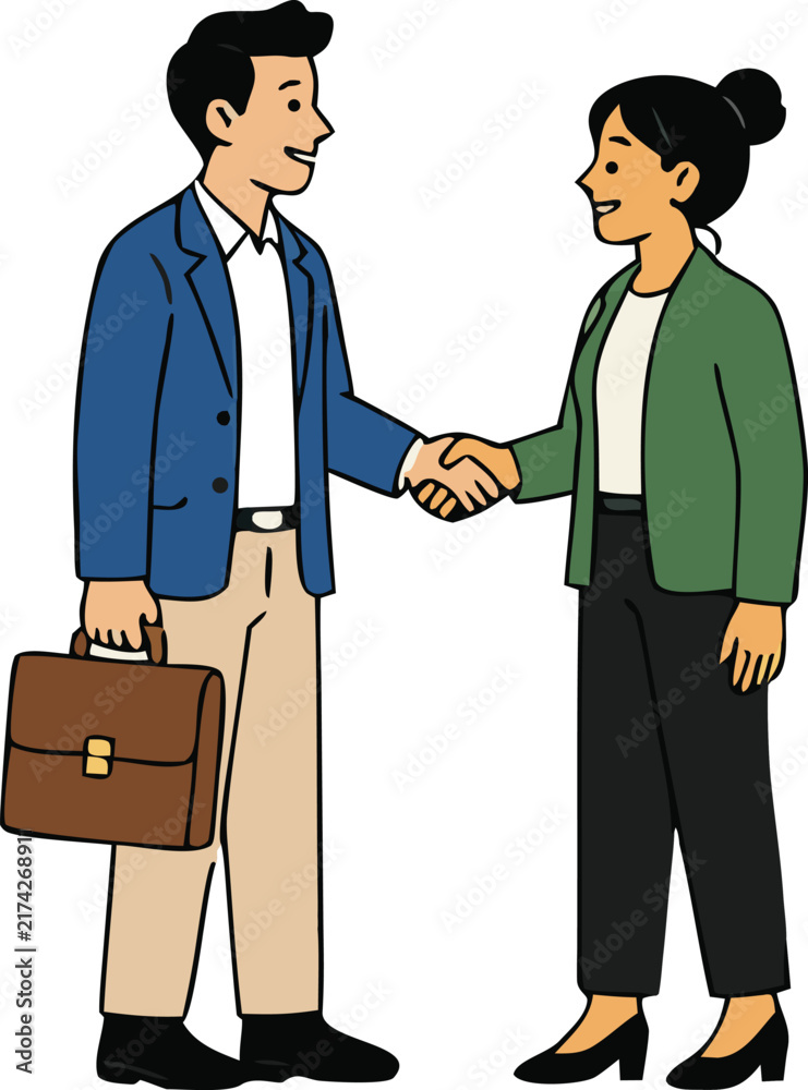 Fototapeta premium Business People Shaking Hands Workplace Illustration