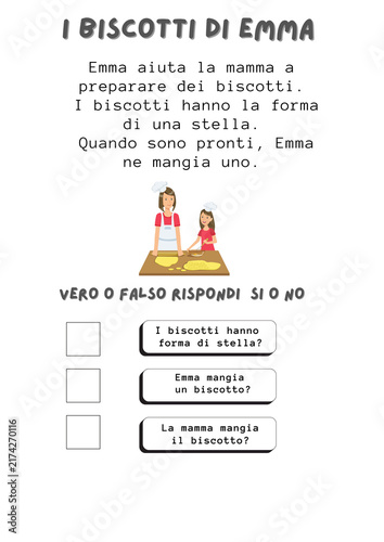 Lettura e comprensione del testo scheda per la scuola primaria vero o falso i biscotti