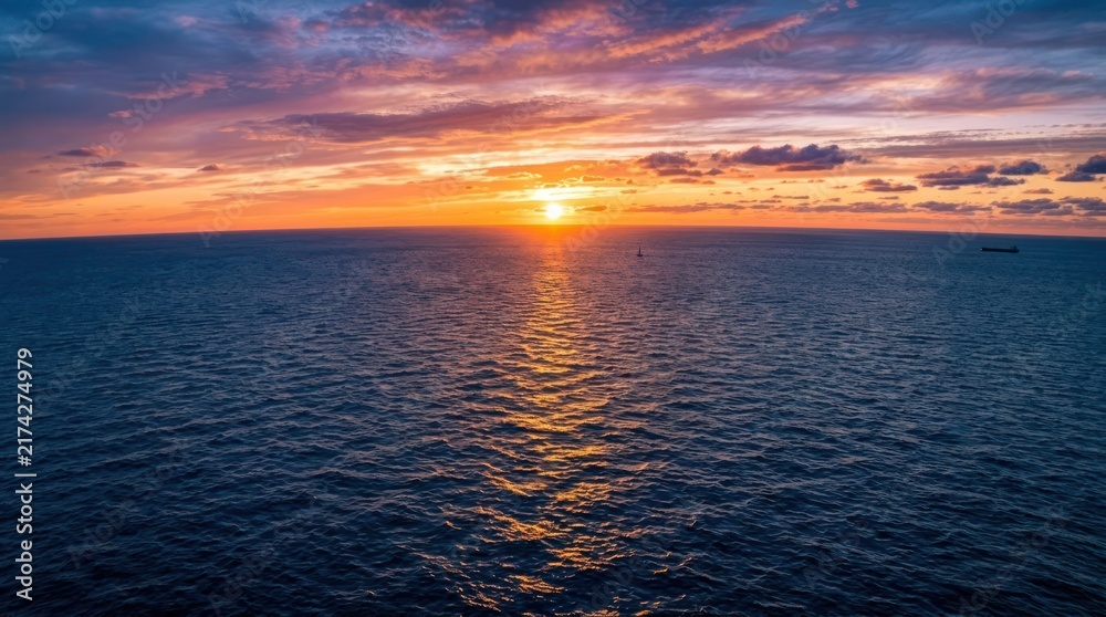 Obraz premium Vibrant Ocean Sunset with Reflective Waters.
