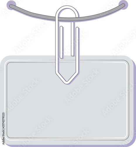 Paper tag secured with a silver colored paper clip illustration