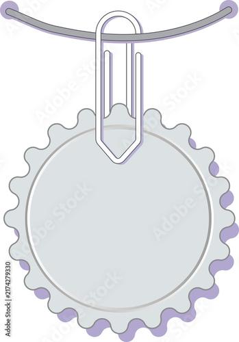 Paperclip attached to a circular cogwheel vector illustration