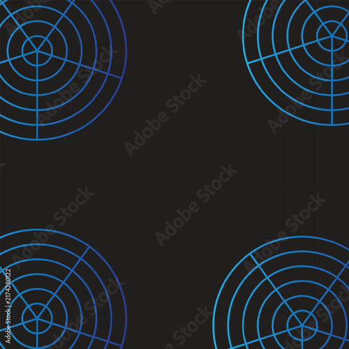 Abstract Polar Coordinate Grid Corner Frame Radar Vector Graphic on Dark Background
