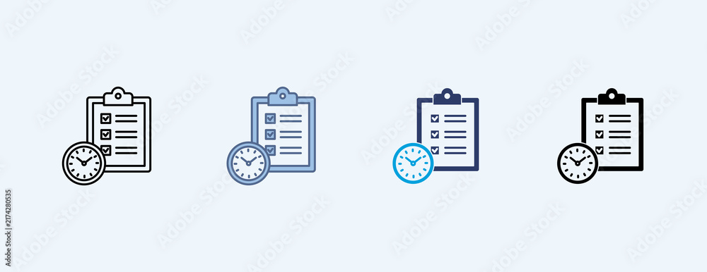 Fototapeta premium Time Management Multiple Icon Set Illustration Vector Contains 