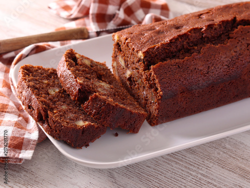 Fototapeta Moist chocolate walnut cake