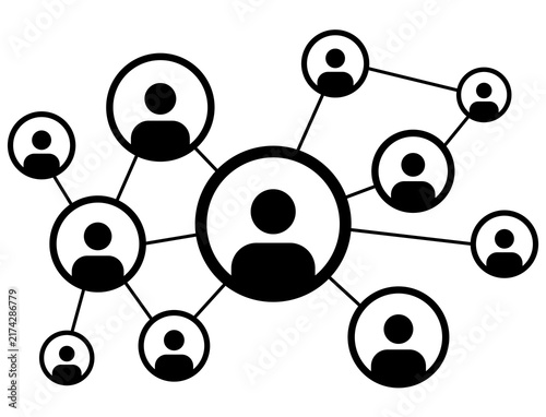 People Network Icon PNG, Connected User Group Symbol Representing Social Community, Communication and Digital Relationships Isolated on Transparent Background