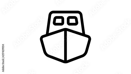 Simple boat outline with windows and hull for travel themes.