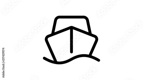 Sleek ship front view icon representing maritime travel and logistics.