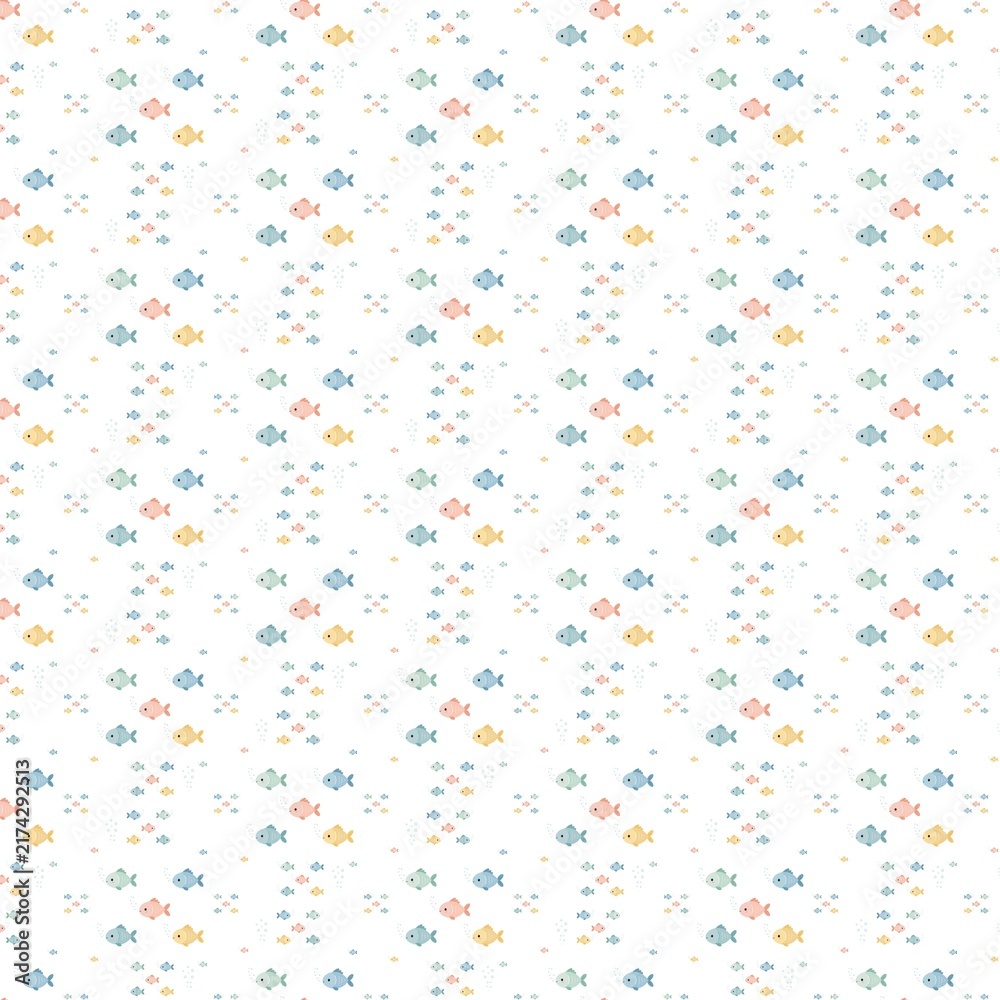 Children's pattern in a marine style. Cute fish. Factory textiles.