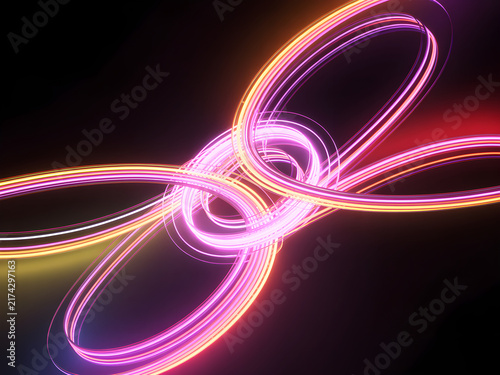 Abstract Glowing Neon Light Trails Forming Infinite Dynamic Loops