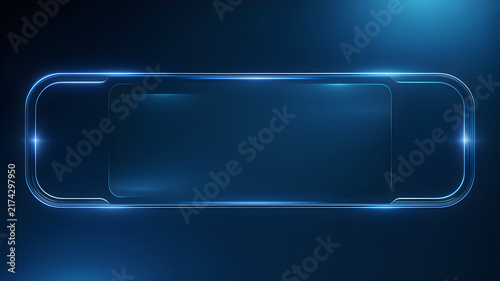 Abstract Glowing Blue Neon Border Frame for Technology Presentations