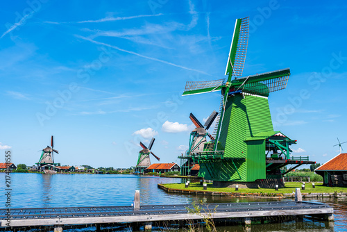Dutch landscape with windmills