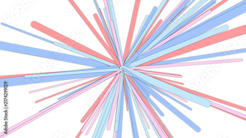 Fotografie Abstract composition with pastel blue and soft pink lines radiating from a centr