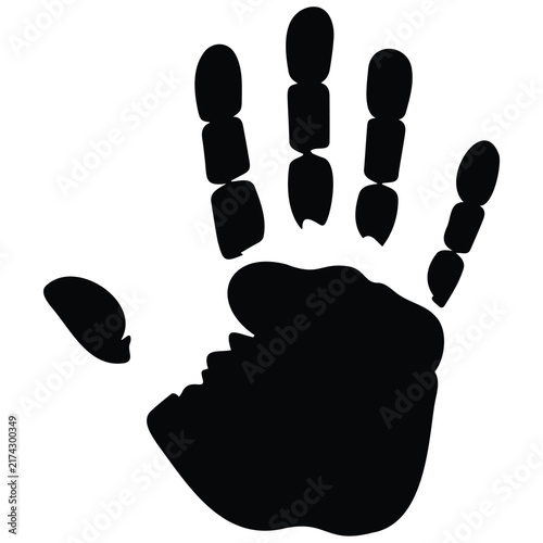 Abstract human handprint silhouette vector illustration for creative paint stamping concept.