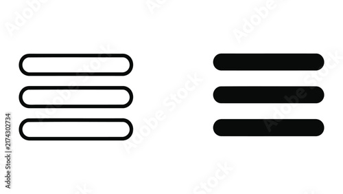 Menu navigation bar lines icon set isolated on transparent background vector graphic