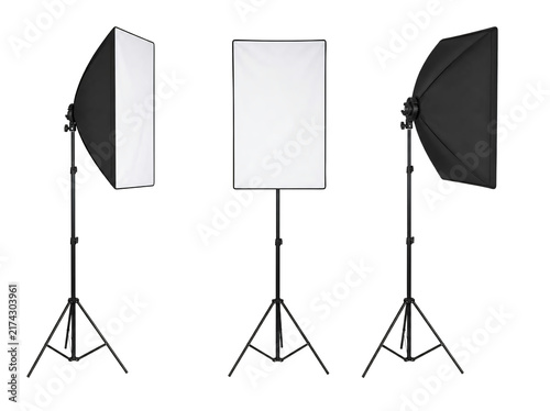 Black square photography softbox isolated on transparent background