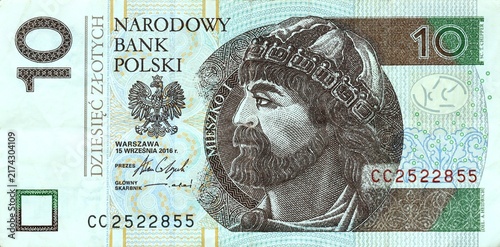 Mieszko I Prince of Poland portrait from polish money 10 zloty