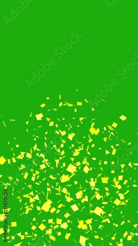 Falling yellow confetti on green screen background for celebration