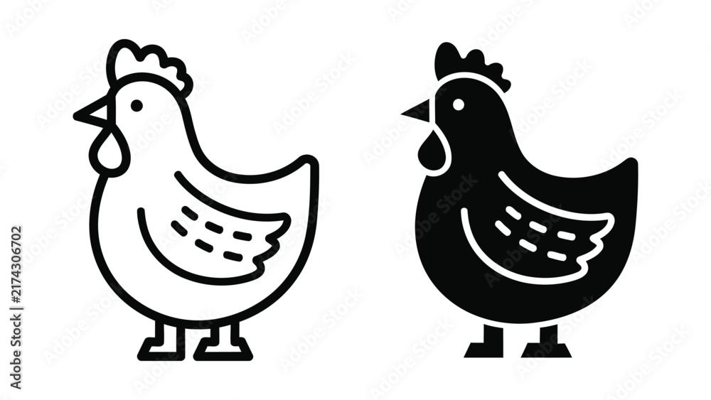 Fototapeta premium Cute farm hen poultry bird vector icon set isolated on transparent background