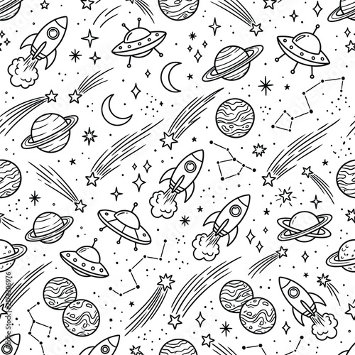 Outer Space Line Art Pattern
