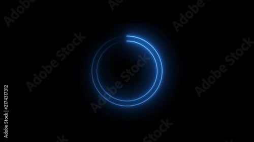 Blue Glowing Circular Loading Ring Motion Animation on Dark Background.4k video