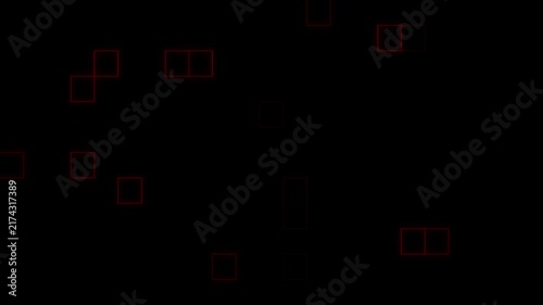 Red Glowing Square Geometric Pattern Abstract Motion Background.4k video