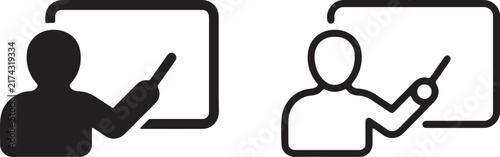 Professional Training and Education Person with Presentation Board Symbol