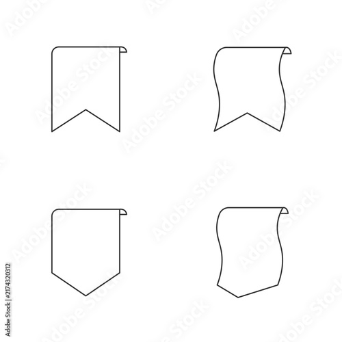 Minimal Outline Bookmark and Ribbon Icons Set