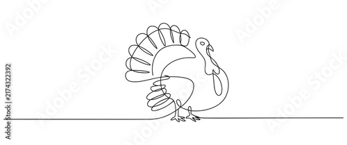 Minimalist Continuous Line Art of a Turkey