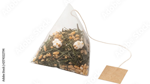 Quadro su tela Pyramid tea bag with Genmaicha green tea and roasted rice