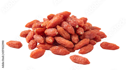Obraz na płótnie Dried goji berries pile, organic wolfberry superfood heap, red dehydrated berrie