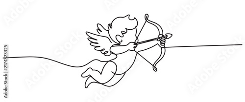 Cherub with Bow and Arrow in Continuous Line Art Style