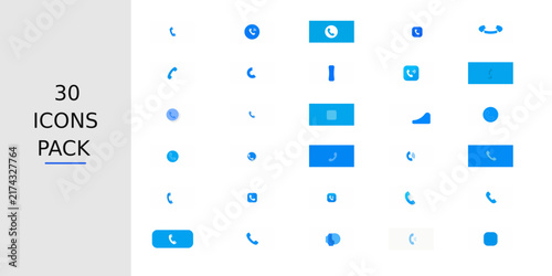 Blue Flat Phone Call Icon – Solid Blue Vector Symbol for Apps, UI Kits, Web & Mobile Design, Presentations and Infographics