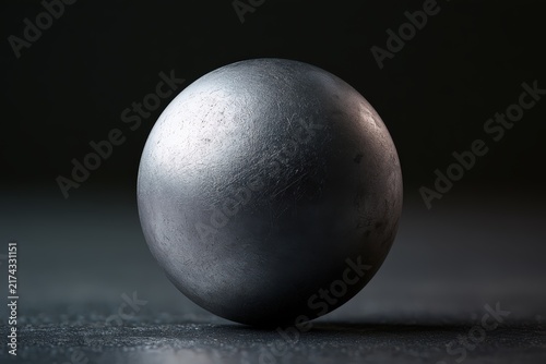 Metallic Sphere with Reflective Sheen on Dark Background