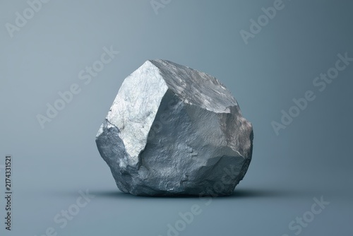 Silvery Gray Metallic Rock with Angular Geometry