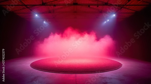 Pink light show on stage creates dramatic visual effect