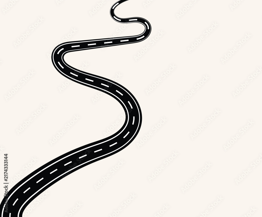 Fototapeta premium Winding curves road or Traffic curved highway, Highway Route Concept on Light. Twisted Road Infographic Graphic Element