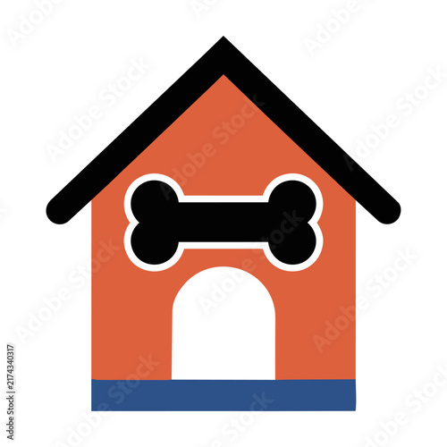 Minimalist dog bone and house icon with negative space, bold black shape, flat design on white. Pet care concept