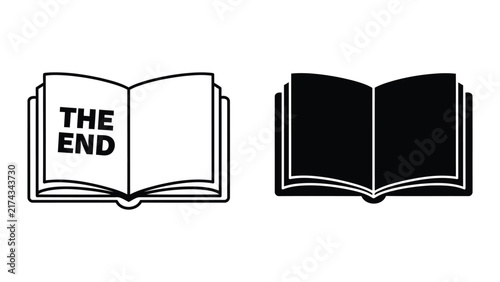 Foto Open book vector illustration showing the end of a story