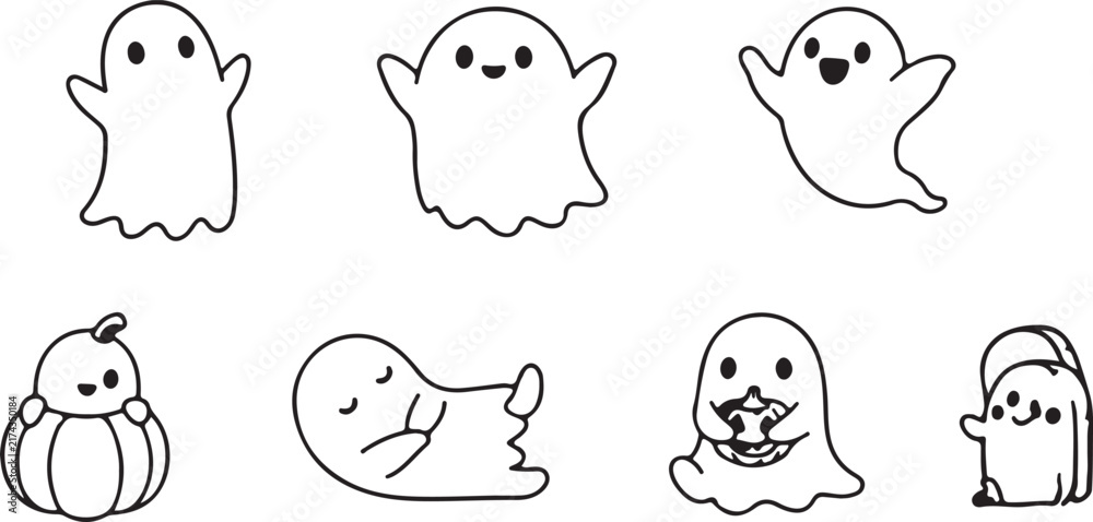 Fototapeta premium Halloween cartoon characters set