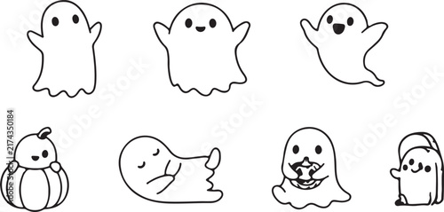 Halloween cartoon characters set