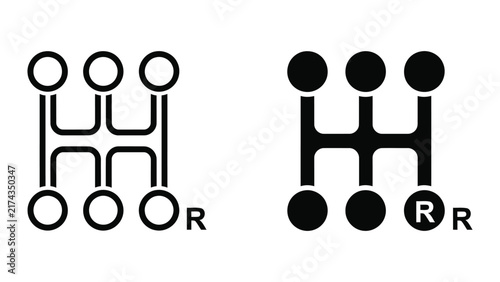 Foto Car manual transmission gear shift pattern icon in outline and solid style